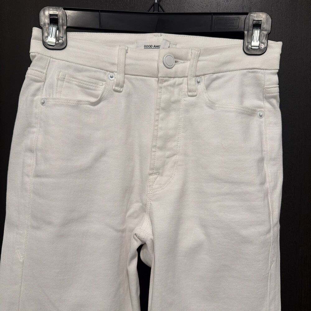 Good American Good Straight Raw Hem White Jeans 24 Coastal Cowgirl Streetwear - Picture 2 of 8